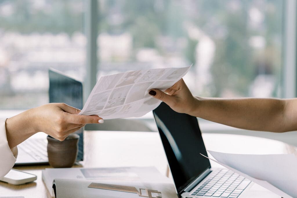 Professional consultation reviewing website strategy assessment and diagnostic findings together